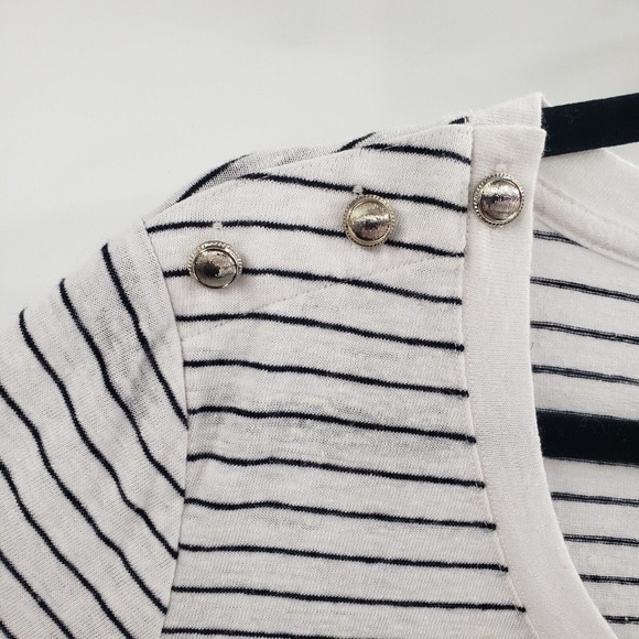 Talbots Striped Short Sleeve T Shirt Womens 2x Nautical Button Accent Scoop Neck - Picture 9 of 12